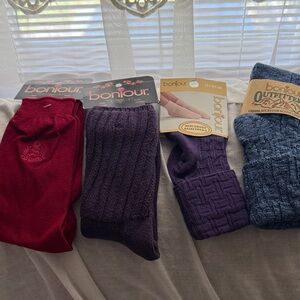 Women’s assorted Socks - Burgundy, Purple, blue lot of 4 size 9-11